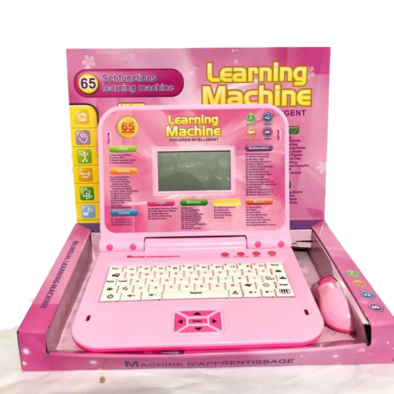 Ordinateur d'apprentissage bilingue Français- anglais 65 fonctions couleur rose